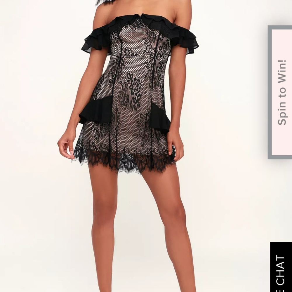 Black and nude cocktail dress